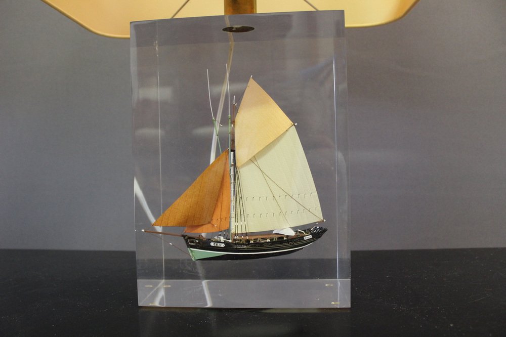 Acrylic Glass Table Lamp with Inclusion of Sails, 1980s