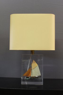 Acrylic Glass Table Lamp with Inclusion of Sails, 1980s-BCR-1279502