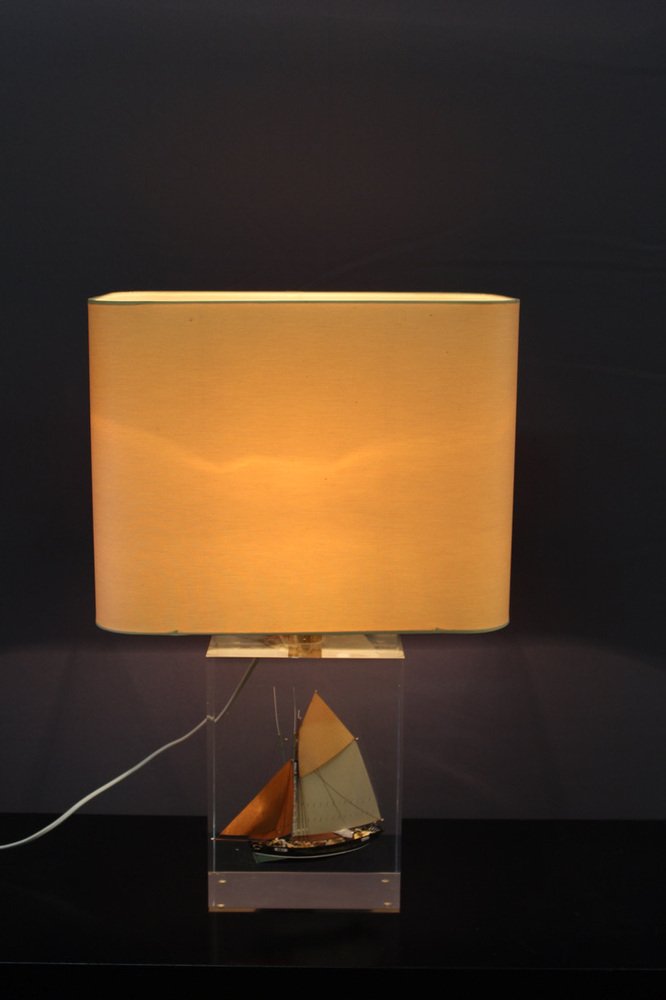 Acrylic Glass Table Lamp with Inclusion of Sails, 1980s