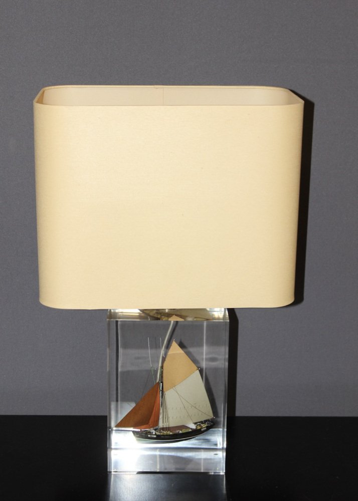 Acrylic Glass Table Lamp with Inclusion of Sails, 1980s