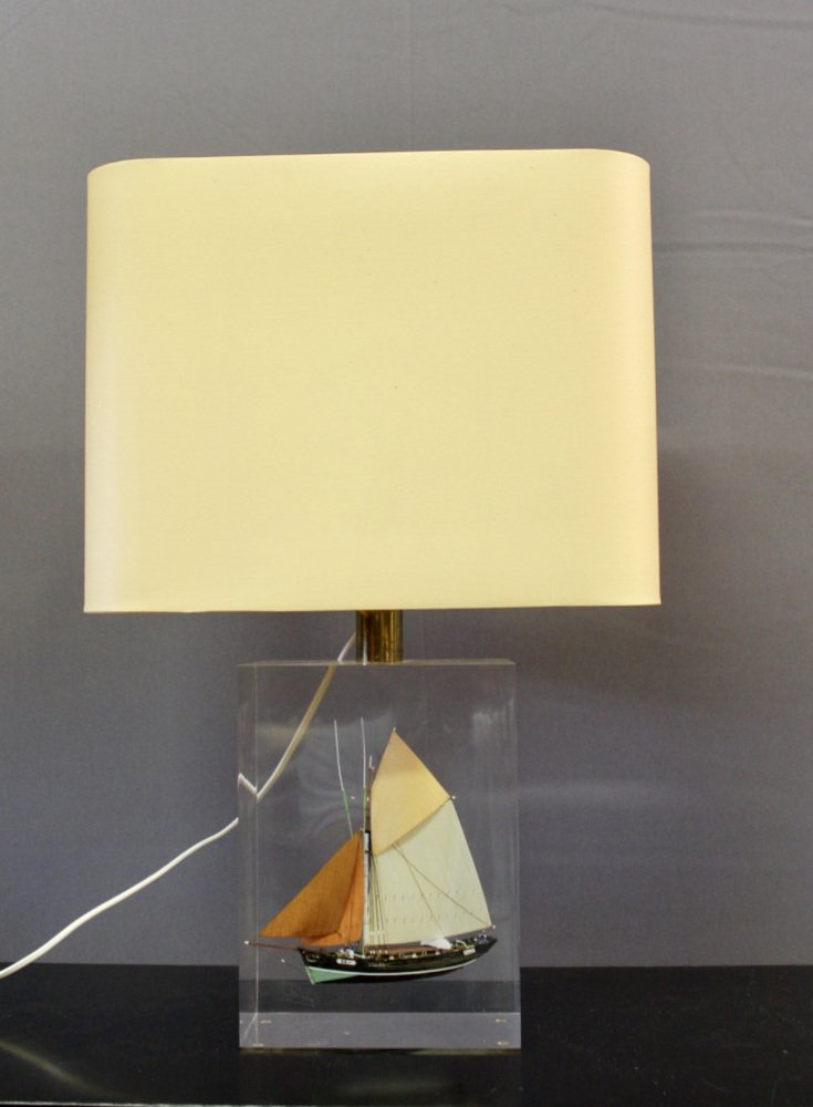 Acrylic Glass Table Lamp with Inclusion of Sails, 1980s