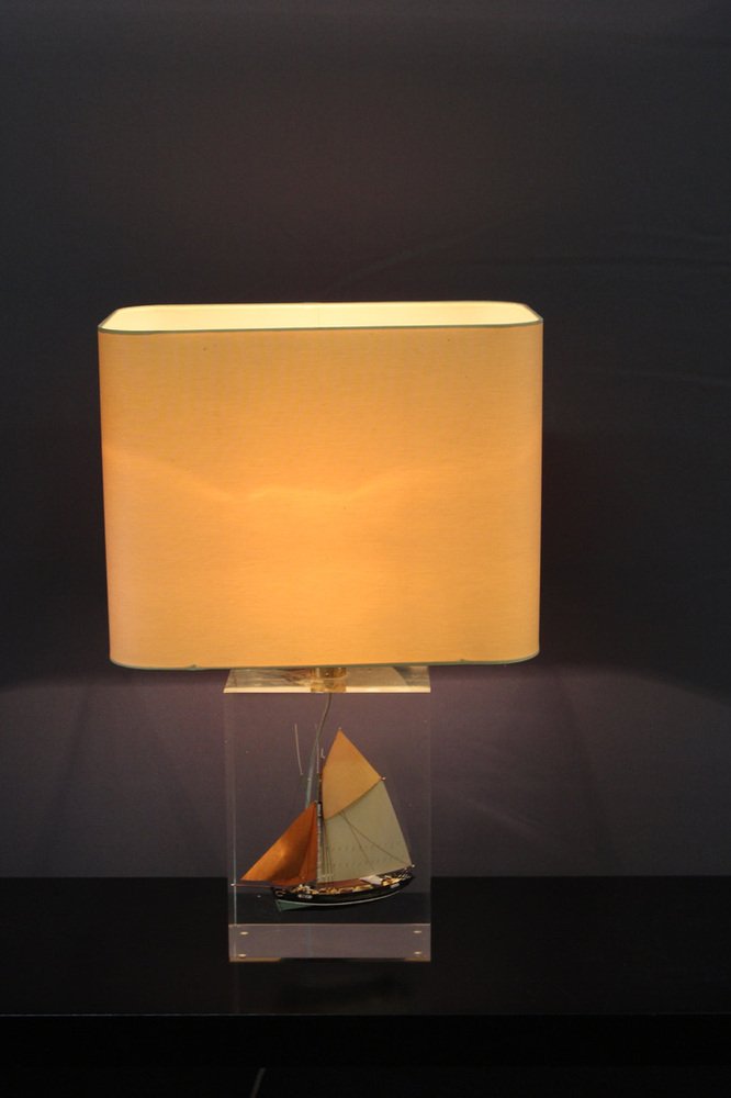 Acrylic Glass Table Lamp with Inclusion of Sails, 1980s