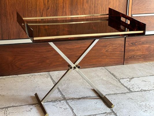 Acrylic Glass Torte and Brass Lacite Folding Tray Table from Mercier Paris, 1970s