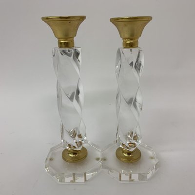 Acrylic Glass Twisted Candle Sticks, 1970s, Set of 2-BGP-1223840