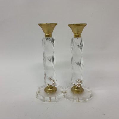 Acrylic Glass Twisted Candle Sticks, 1970s, Set of 2-BGP-1223840