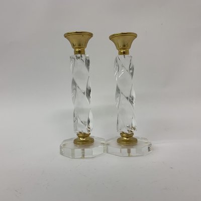 Acrylic Glass Twisted Candle Sticks, 1970s, Set of 2-BGP-1223840