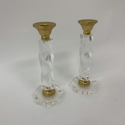 Acrylic Glass Twisted Candle Sticks, 1970s, Set of 2-BGP-1223840