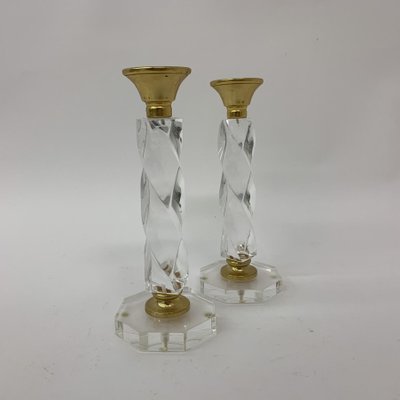 Acrylic Glass Twisted Candle Sticks, 1970s, Set of 2-BGP-1223840