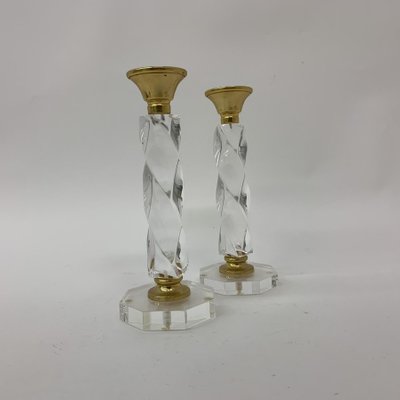 Acrylic Glass Twisted Candle Sticks, 1970s, Set of 2-BGP-1223840