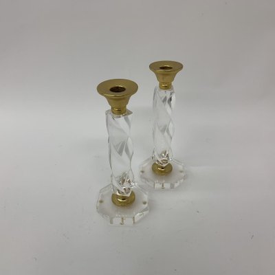 Acrylic Glass Twisted Candle Sticks, 1970s, Set of 2-BGP-1223840