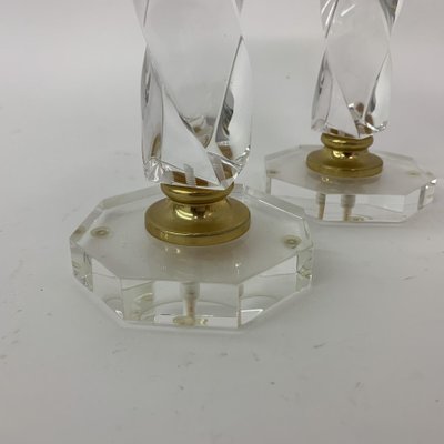 Acrylic Glass Twisted Candle Sticks, 1970s, Set of 2-BGP-1223840