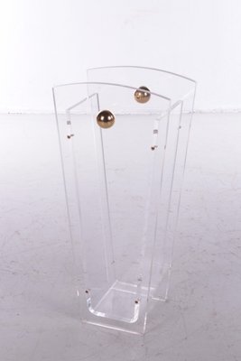 Acrylic Glass Umbrella Stand with Brass Accents by Charles Hollis Jones, 1970s-EZZ-1112805