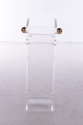 Acrylic Glass Umbrella Stand with Brass Accents by Charles Hollis Jones, 1970s-EZZ-1112805