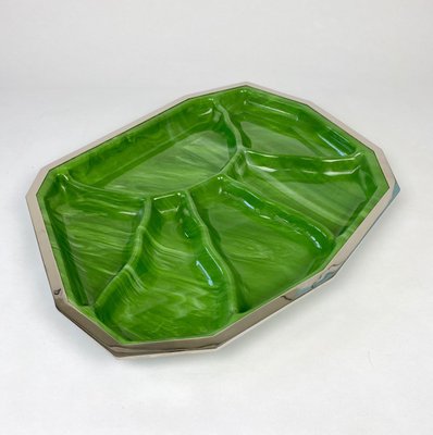 Acrylic Marble Effect & Green Chrome Centerpiece, Italy, 1970s-LYQ-1171534