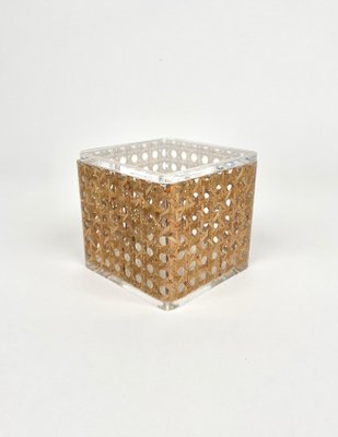 Acrylic & Rattan Box, Italy, 1970s, Set of 2-LYQ-1171421