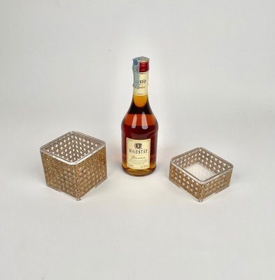 Acrylic & Rattan Box, Italy, 1970s, Set of 2-LYQ-1171421