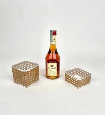 Acrylic & Rattan Box, Italy, 1970s, Set of 2-LYQ-1171421