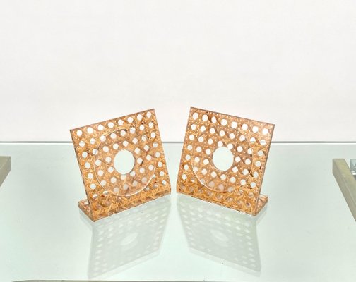 Acrylic & Rattan Squared Picture Frame, Italy, 1970s, Set of 2-LYQ-1171444