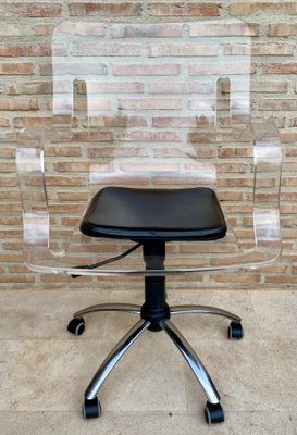 Acrylic Swivel Chair with Wheels, 1960s-NOU-1807259