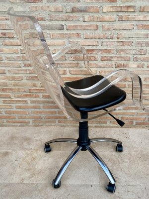 Acrylic Swivel Chair with Wheels, 1960s-NOU-1807259