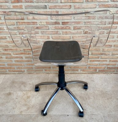 Acrylic Swivel Chair with Wheels, 1960s-NOU-1807259