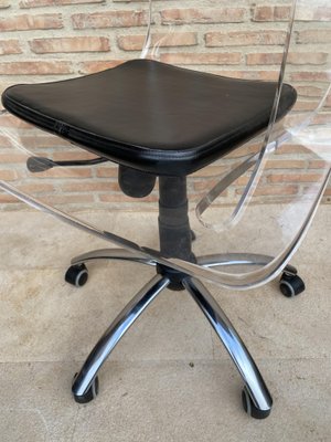 Acrylic Swivel Chair with Wheels, 1960s-NOU-1807259