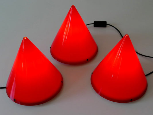 Acrylic Table Lamps or Cone Sconces by Verner Panton for Poly Thema, Set of 3