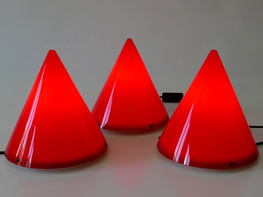 Acrylic Table Lamps or Cone Sconces by Verner Panton for Poly Thema, Set of 3-WPT-1293015