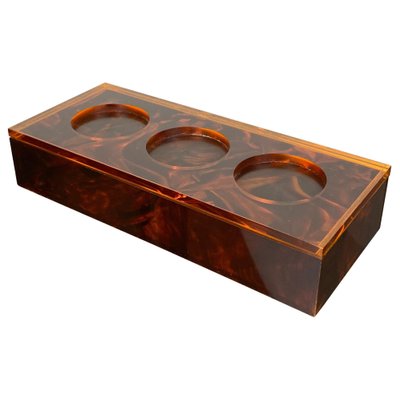 Acrylic Tortoise Shell Effect Rectangular Box, Italy, 1970s-LYQ-1171536