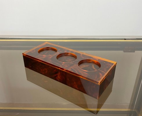 Acrylic Tortoise Shell Effect Rectangular Box, Italy, 1970s-LYQ-1171536