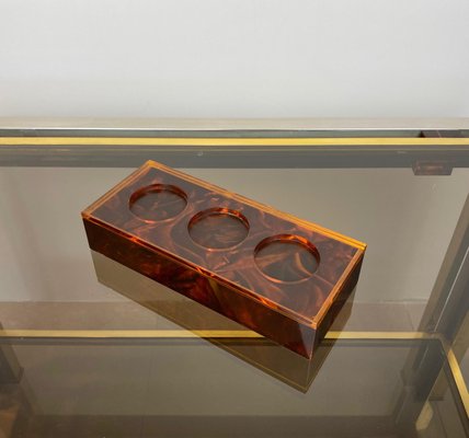 Acrylic Tortoise Shell Effect Rectangular Box, Italy, 1970s-LYQ-1171536