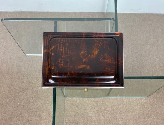 Acrylic Tortoiseshell & Chrome Serving Tray, Italy, 1970s-LYQ-1171268