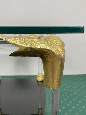 Acrylic, Wood & Brass Coffee Table, Italy, 1970s-LYQ-1171469