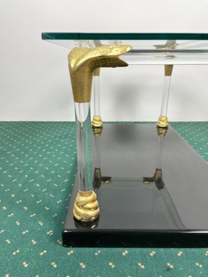 Acrylic, Wood & Brass Coffee Table, Italy, 1970s-LYQ-1171469