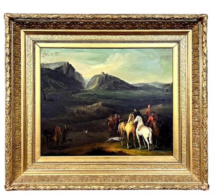 Adam-François Van Der Meulen, Large Landscape, Early 1900s, Oil on Canvas, Framed-MWB-1798381