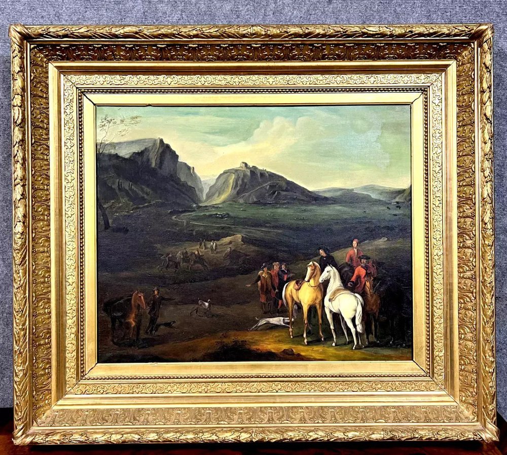 Adam-François Van Der Meulen, Large Landscape, Early 1900s, Oil on Canvas, Framed