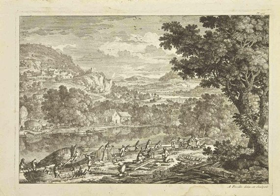 Adam Perelle, Landscape, Original Etching, 18th Century-ZCI-2029320