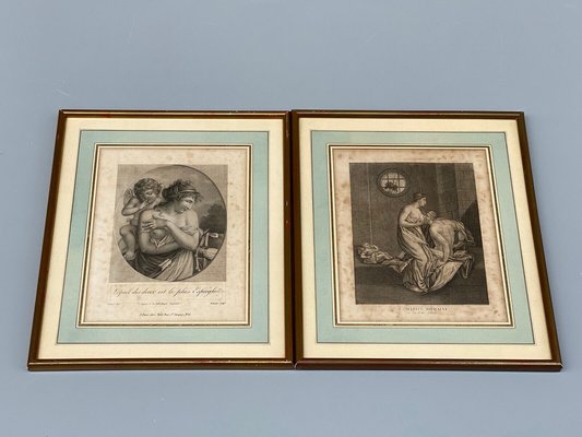 Adams, Roman Charity, 19th Century, Engravings, Framed, Set of 2-QKG-1357188