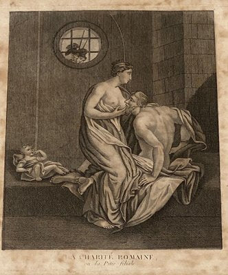 Adams, Roman Charity, 19th Century, Engravings, Framed, Set of 2-QKG-1357188