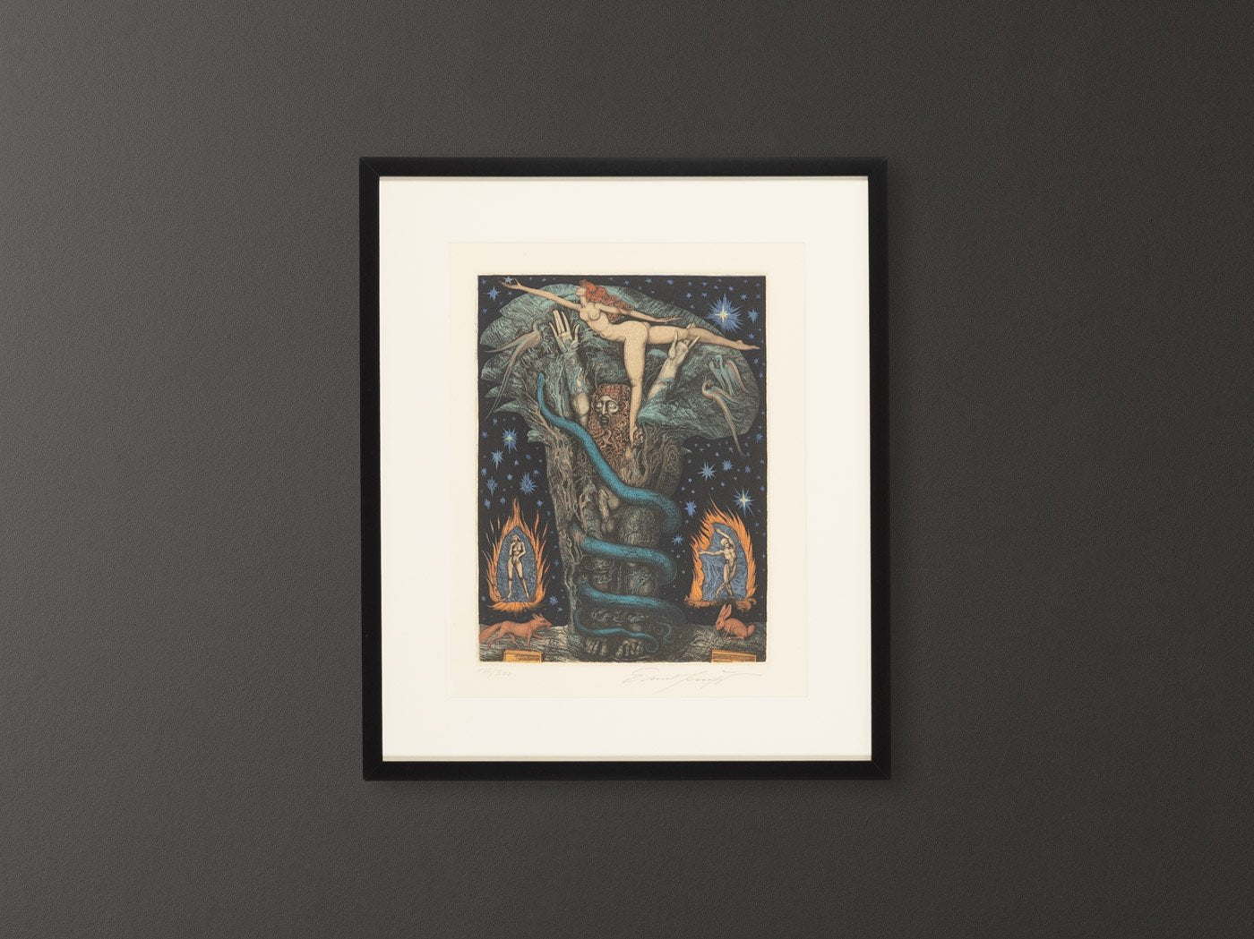 Adams Traum, Color etching, Framed