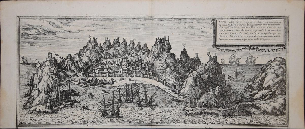 Aden, Map from ''Civitates Orbis Terrarum'' - by F. Hogenberg - 1575 1575-ZCI-757896