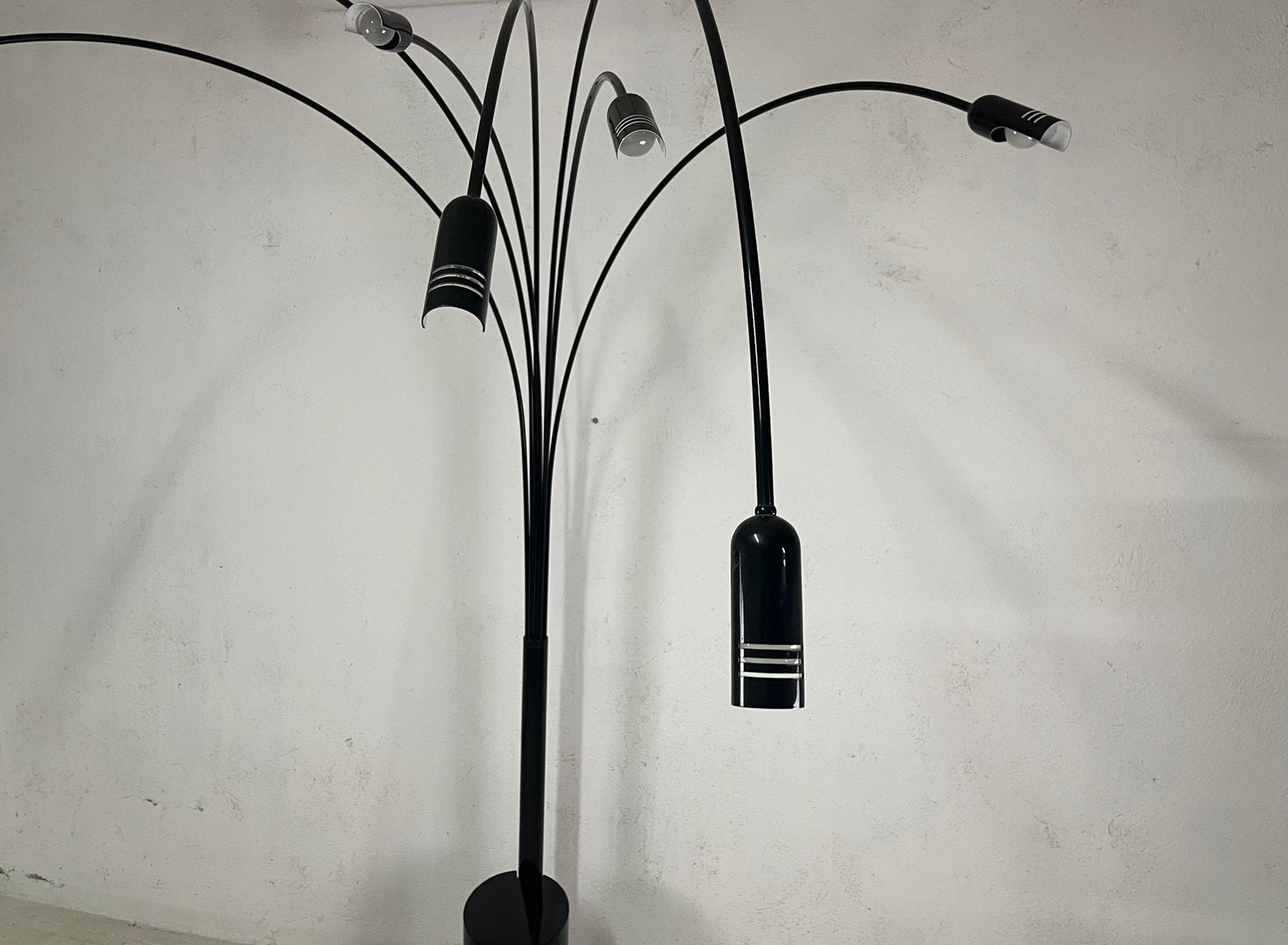 Adjustable and Dimmable Black Arched Floor Lamp, 1960s