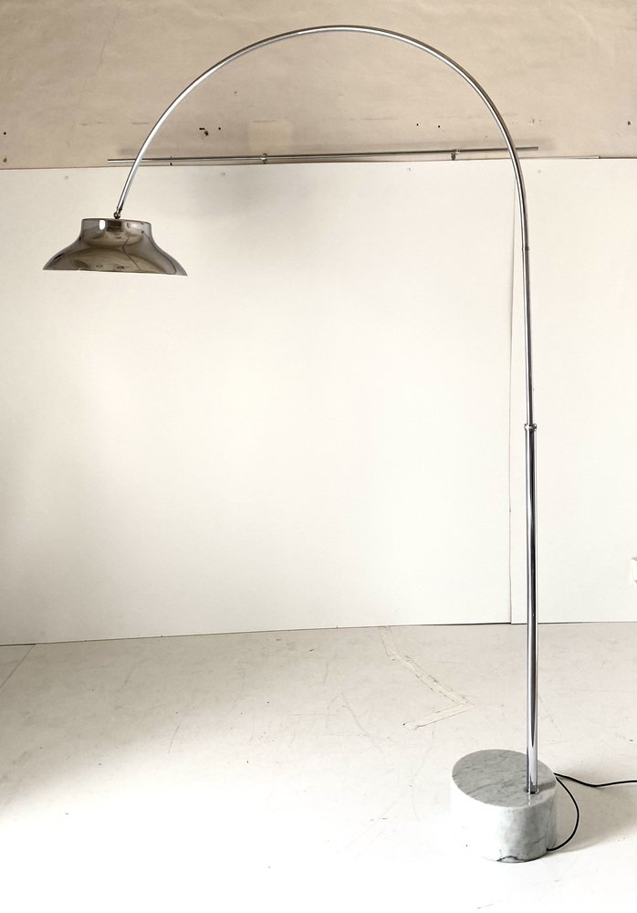 Adjustable Arch Floor Lamp in Steel and Marble, Italy, 1960s