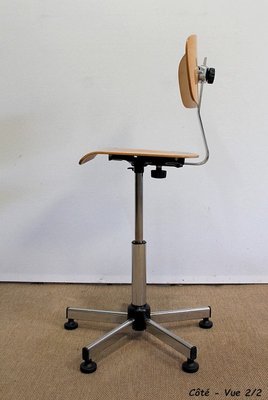 Adjustable Architect's Chair in Chromed Metal, 1960s-RVK-1016382