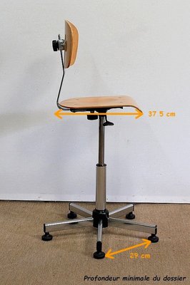 Adjustable Architect's Chair in Chromed Metal, 1960s-RVK-1016382