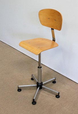 Adjustable Architect's Chair in Chromed Metal, 1960s-RVK-1016382