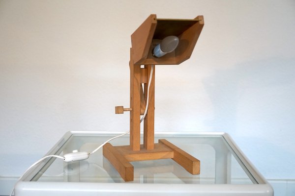 Adjustable Architect Table Lamp in Wood and Brass, 1970s-CIP-2023712