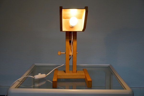 Adjustable Architect Table Lamp in Wood and Brass, 1970s-CIP-2023712