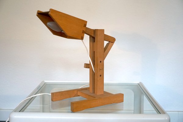 Adjustable Architect Table Lamp in Wood and Brass, 1970s-CIP-2023712