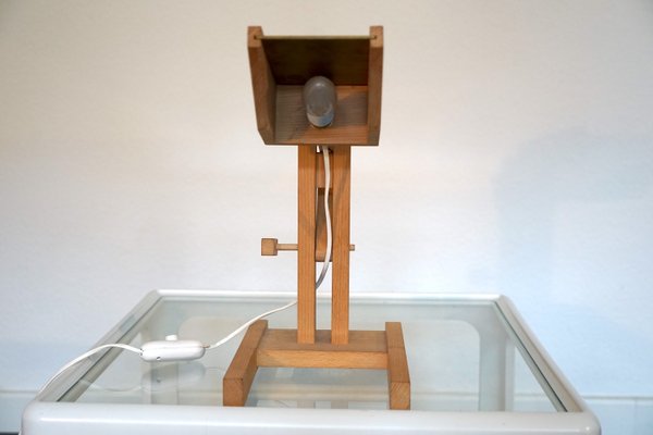 Adjustable Architect Table Lamp in Wood and Brass, 1970s-CIP-2023712